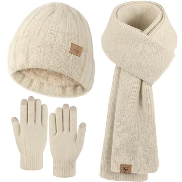 Winter Beanie Scarf Gloves Set, Fleece-Lined Touch Screen, Women\'s 3-in-1 main image 5